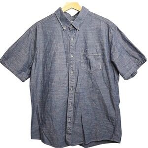 Eddie Bauer Mens Classic Fit Short Sleeve Button Down Shirt Blue Large